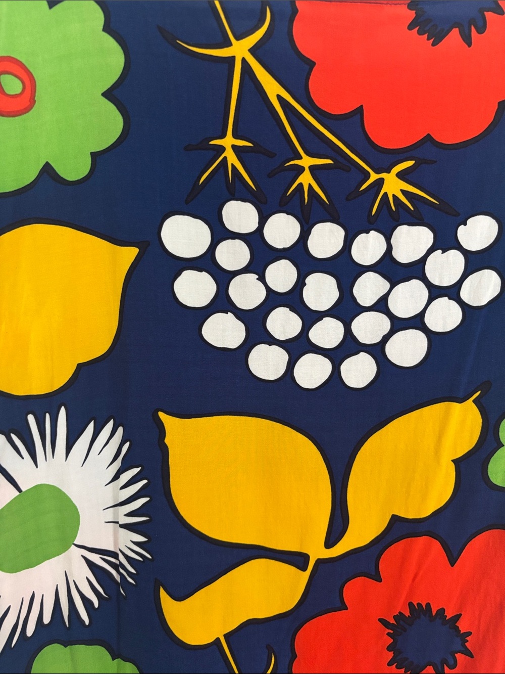 Marimekko Navy Blue Floral Mini Dress with Red, Yellow & Green - Picture 5 of 8